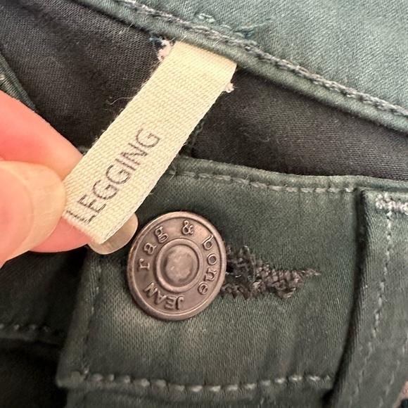 Rag & Bone Legging Faux Front Pockets  Black w/ Greenish Hue Size 25 - Picture 6 of 11